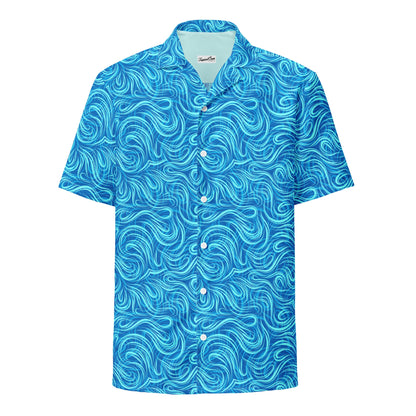 Tsunami Island Hawaiian shirt with colorful tropical print, short-sleeve button-down, perfect for summer beachwear from BACKUPMYFILESNOW.COM®