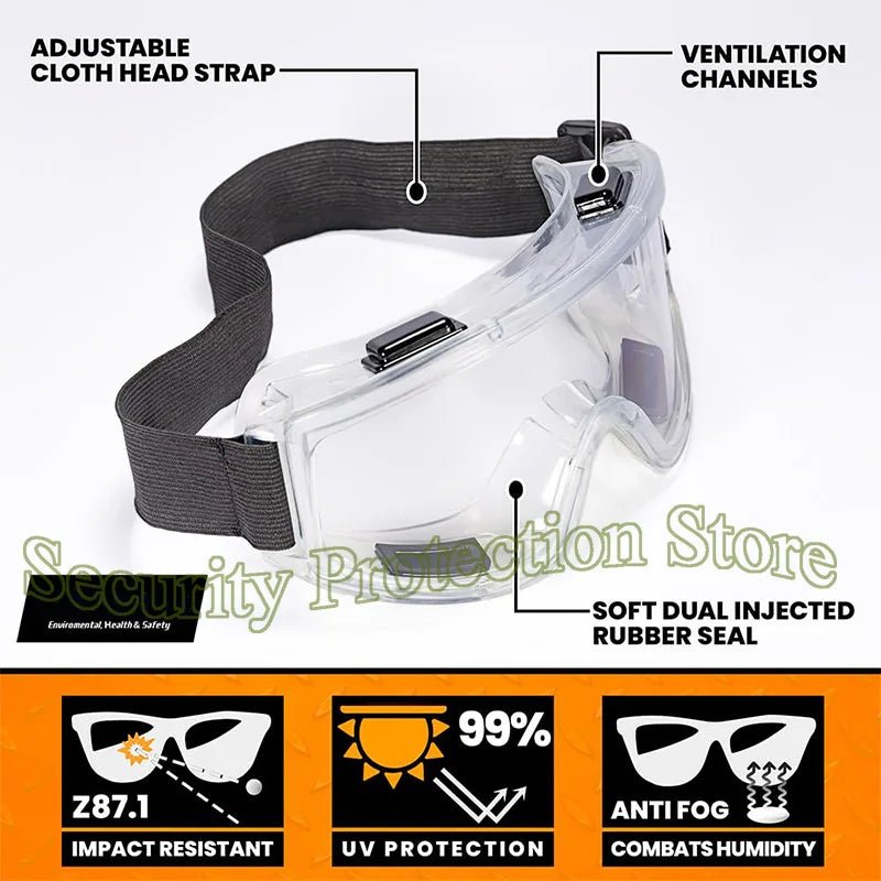 Anti-fog safety goggles from BACKUPMYFILESNOW.COM® with impact and splash resistance, fits over glasses for industrial work.