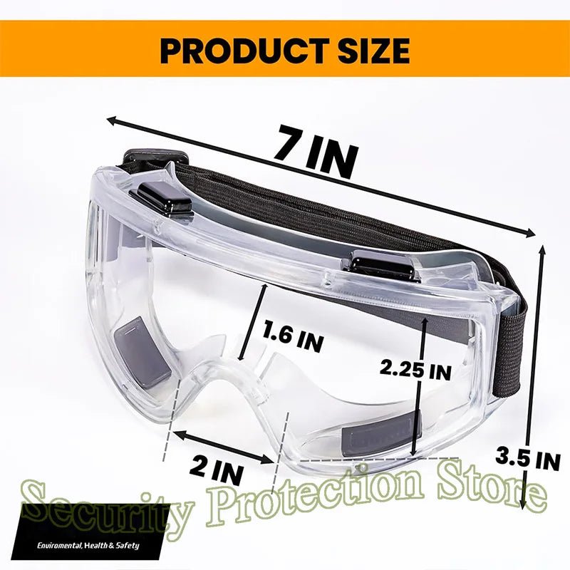Anti-fog safety goggles by BACKUPMYFILESNOW.COM® with impact and splash resistance, fits over glasses for industrial work safety.