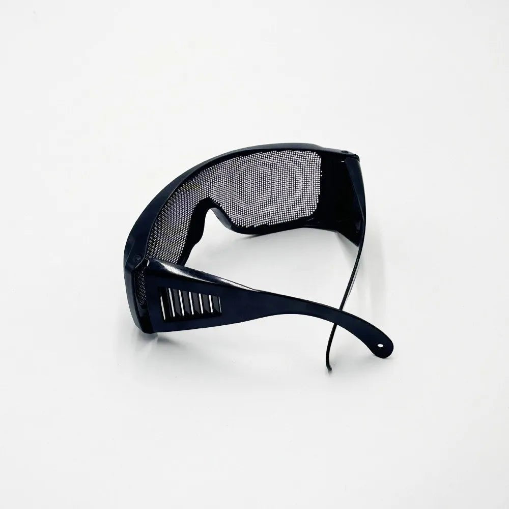 Impact-resistant steel wire metal mesh safety goggles by BACKUPMYFILESNOW.COM® with breathable design for men and women.