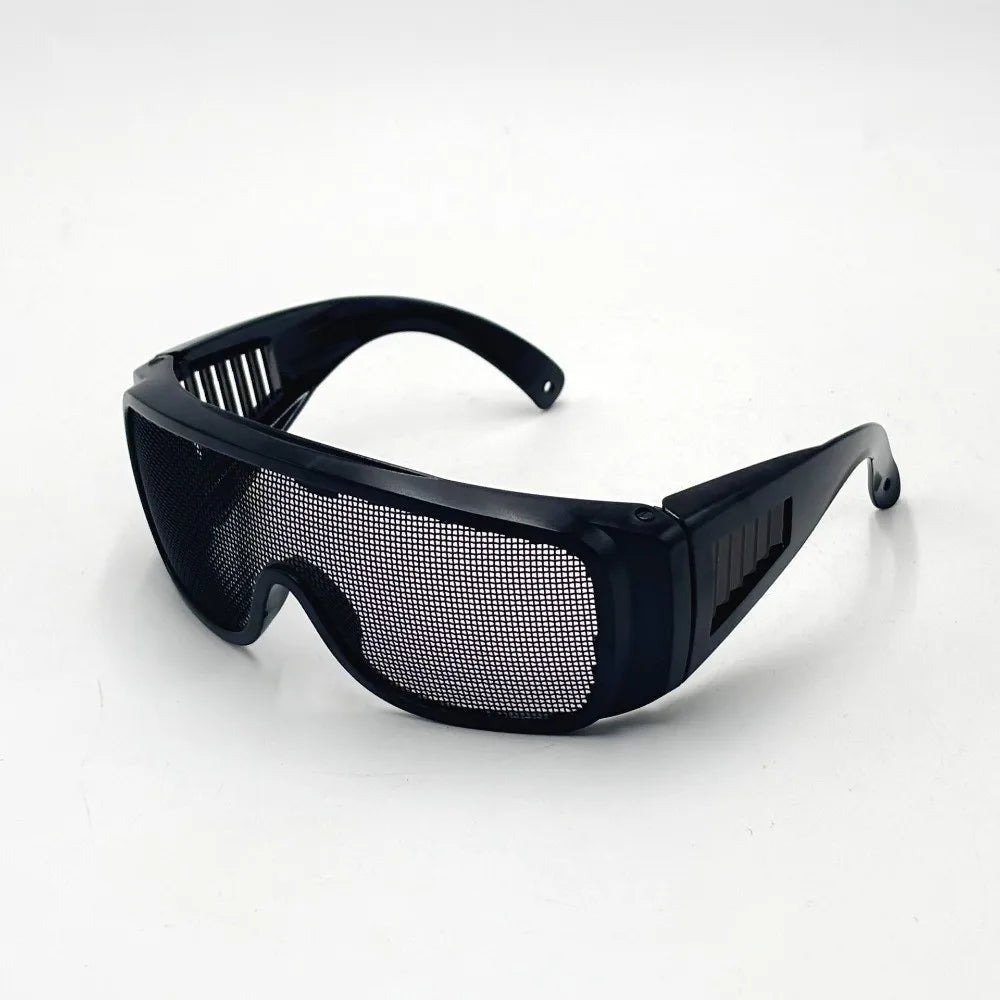 Impact-resistant steel wire metal mesh safety goggles by BACKUPMYFILESNOW.COM®, breathable, shock-resistant protective glasses for men and women.