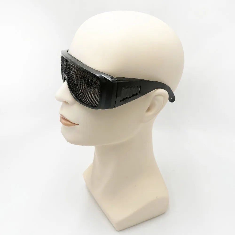 Impact-resistant steel wire metal mesh safety goggles by BACKUPMYFILESNOW.COM® with breathable design for men and women.