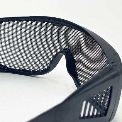 Steel wire metal mesh safety goggles by BACKUPMYFILESNOW.COM® with impact-resistant, breathable, shock-resistant protective glasses for men and women.