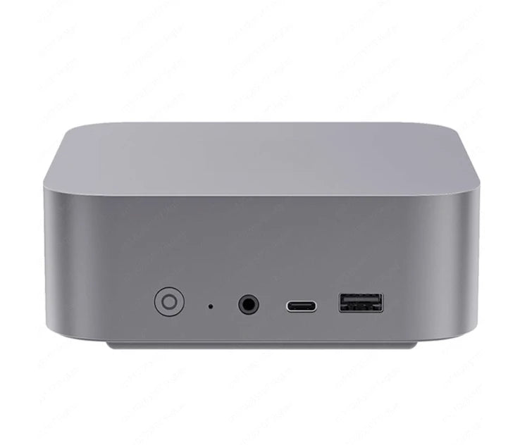 High-performance AMD Ryzen 7 mini computer host with silver finish, designed for gaming and office use, ultra-quiet operation.