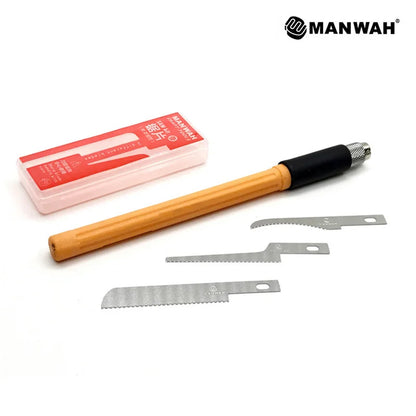 Mini hand saw from Model Craft Tools, DIY hacksaw kit with 3 craft blades for precise hand cutting and hobby projects.