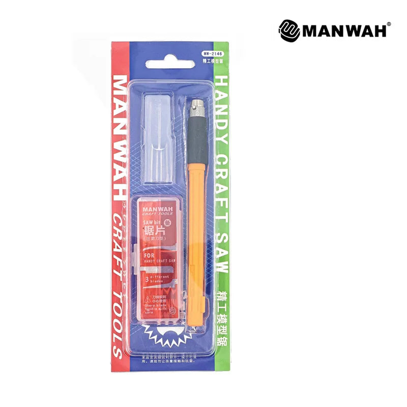BackupMyFilesNow.com mini hand saw kit with 3 craft blades, ideal for hobby and DIY hand cutting projects.