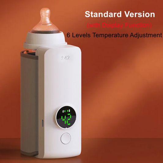 Wireless baby bottle warmer by BackupMyFilesNow.com, portable design with digital controls and compact size for on-the-go use.