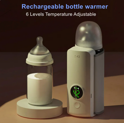 Wireless baby bottle warmer by BackupMyFilesNow.com, portable design with digital controls and compact size for on-the-go use.