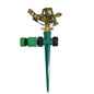 Zinc alloy adjustable rocker arm sprinkler head with 360-degree rotation for lawn irrigation and garden watering system.