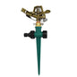 Zinc alloy adjustable rocker arm sprinkler head with 360-degree rotation for lawn irrigation and garden watering.