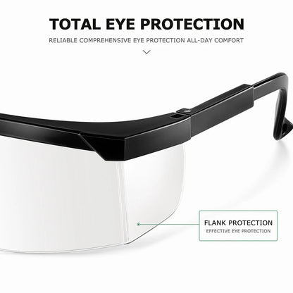 Clear anti-fog safety goggles from BACKUPMYFILESNOW.COM® with wide vision, ANSI Z87 approval, ideal for industrial and lab use.