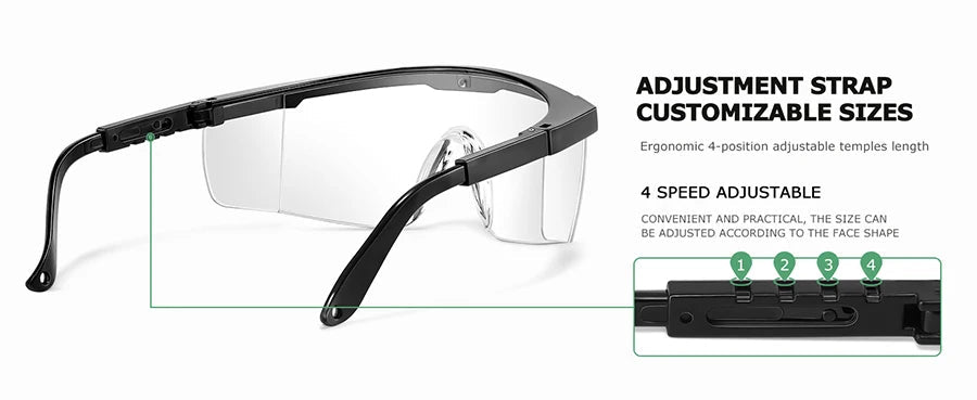 Clear anti-fog safety glasses with over-spec design, ANSI Z87 approved industrial protective eyewear with wide vision.