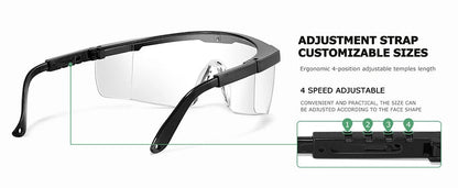 Clear anti-fog safety glasses with over-spec design, ANSI Z87 approved industrial protective eyewear with wide vision.