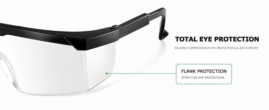 BackupMyFilesNow® clear anti-fog safety glasses with over-spec design, ANSI Z87 approved, wide-vision protective eyewear for industrial use