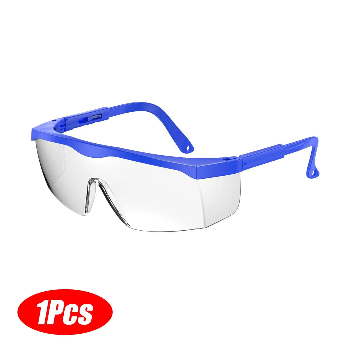 Clear anti-fog safety glasses with protective over-spec design, wide-vision lens, ANSI Z87 approved for industrial and lab use.