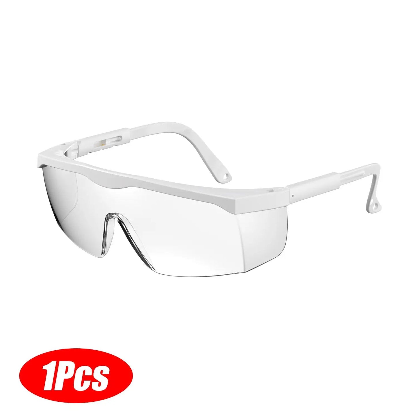 Clear safety glasses with anti-fog goggles, over-spec design, ANSI Z87 approved, wide-vision protective eyewear for industrial work.