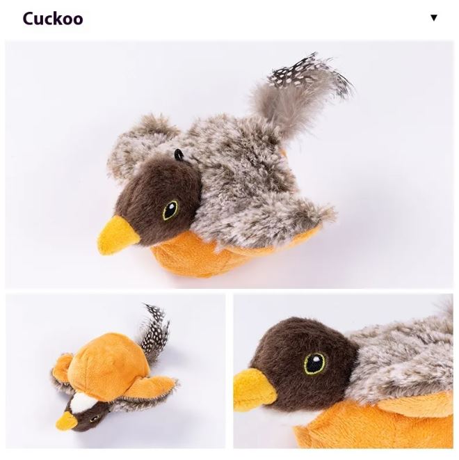 PVC flapping bird cat toy with a shakeable motion, designed to entertain cats and stimulate their hunting instincts.