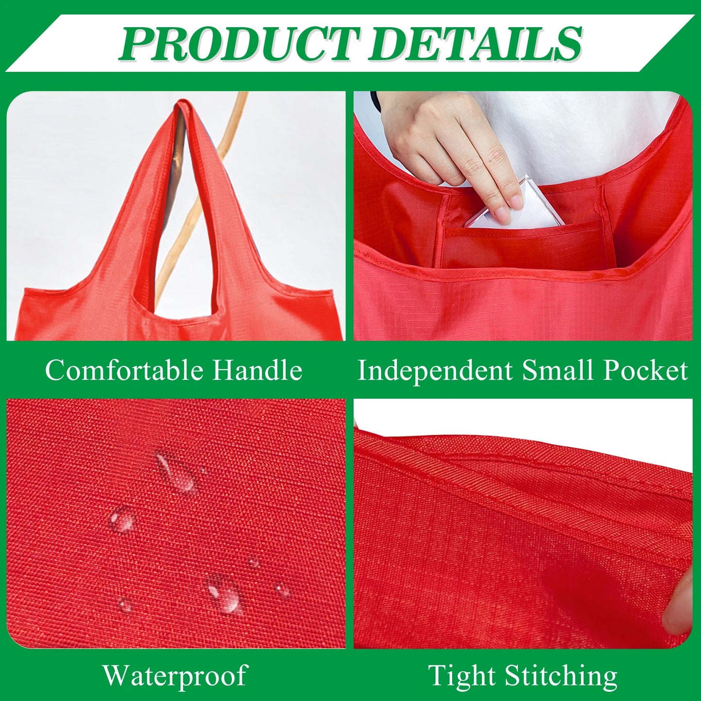 Set of four reusable foldable grocery bags from BackupMyFilesNow.com, machine washable shopping tote with eco-friendly design.