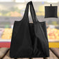 Set of four reusable foldable grocery bags from BackupMyFilesNow.com, machine washable shopping totes for eco-friendly shopping.