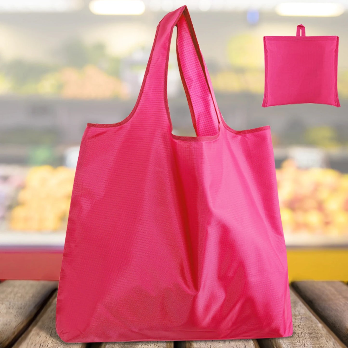 Set of four reusable foldable grocery tote bags from BackupMyFilesNow.com, washable and eco-friendly for shopping and storage.