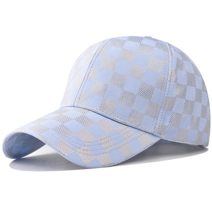 BackUpMyFilesNow® blue silk checkerboard unisex adjustable baseball cap with solid design, perfect for men and women.