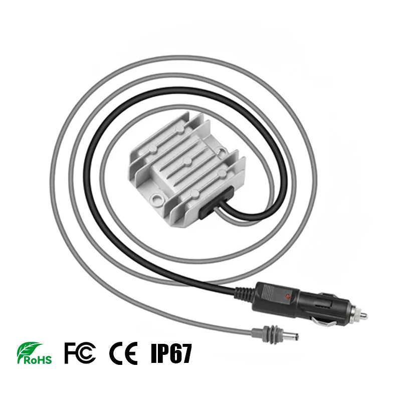 Silver Starlink Mini DC Boost Converter from BACKUPMYFILESNOW.COM, showing 12V/24V input and 30V output for home appliances.