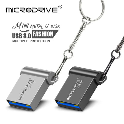 Silver USB flash drive by BackupMyFilesNow.com, high-speed 3.0 mini pendrive with 16GB to 128GB storage capacity.