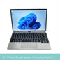 Silver 14-inch touch screen 2-in-1 yoga laptop with Intel N95, 16GB RAM, 32GB storage, Face ID, metal design by BackupMyFilesNow.com