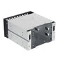 Silver 3.5 to 5.25-inch three-disc hard drive cages with two chassis drives for computer storage expansion in a hard drive box