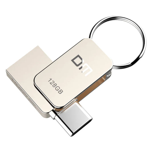 Silver BackupMyFilesNow DM PD059 32GB USB-C OTG USB 3.0 flash drive with Type-C connector and compact pen drive design.