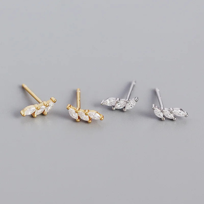 Sterling silver geometric water drop zircon earrings for women, stylish fashion metal wind stack earrings by Hainon.