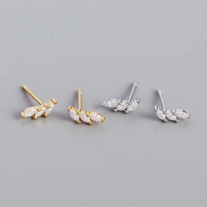Sterling silver geometric water drop zircon earrings for women, stylish fashion metal wind stack earrings by Hainon.
