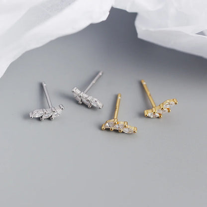 Sterling silver geometric water drop zircon earrings for women, fashion metal wind stack earrings by Hainon.