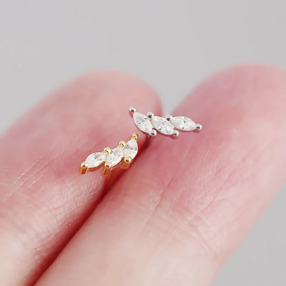 Sterling silver geometric water drop zircon earrings for women, featuring a stylish fashion metal wind stack design.