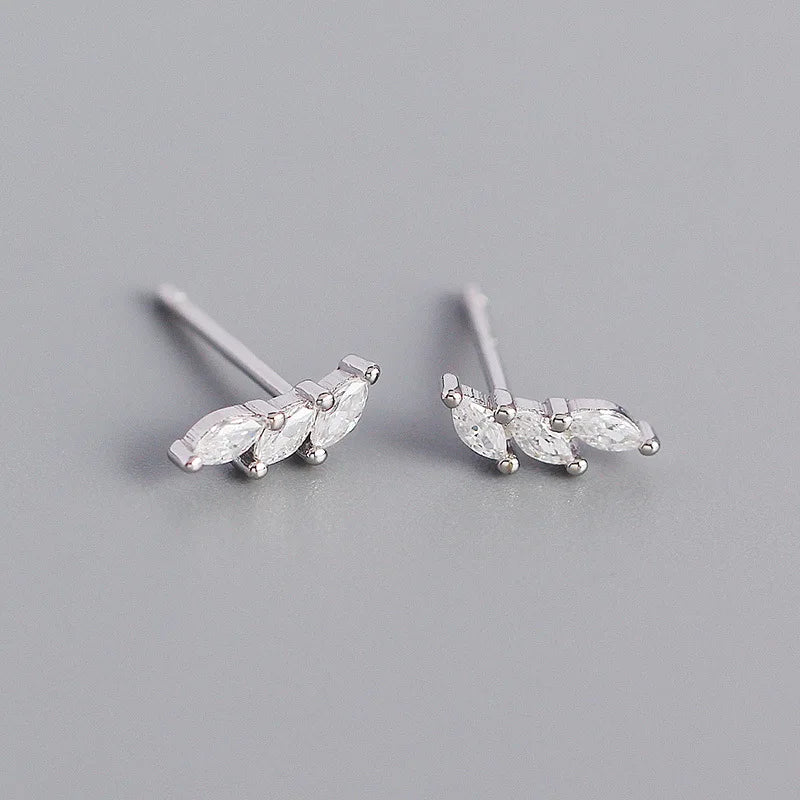 Sterling silver geometric water drop zircon earrings for women, stylish fashion metal wind stack earrings by Hainon.