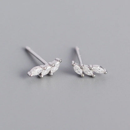 Sterling silver geometric water drop zircon earrings for women, stylish fashion metal wind stack earrings by Hainon.