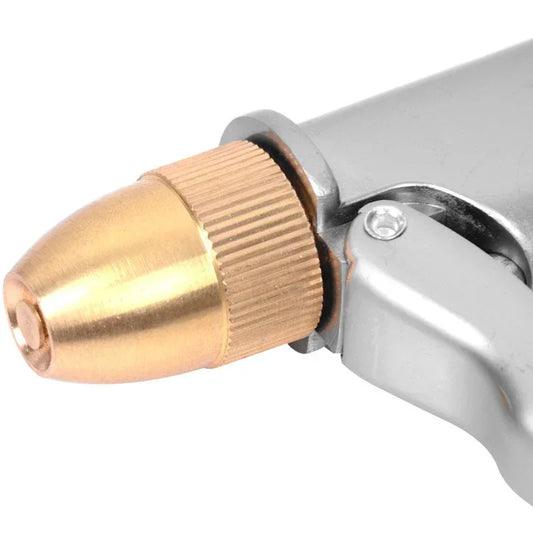 High pressure metal brass water spray gun with nozzle for garden hose, lawn, car wash, and sprinkler use.