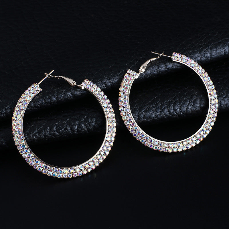 Luxury round crystal hoop earrings for women with sparkling crystal accents, crafted by BACKUPMYFILESNOW.COM®.