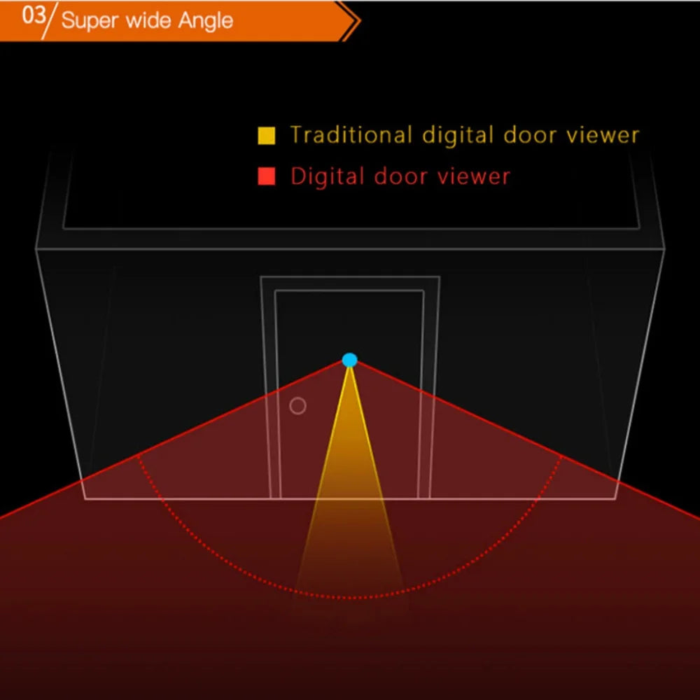 Silver digital door viewer with 2.8-inch screen, night vision, and camera for home security and door monitoring.