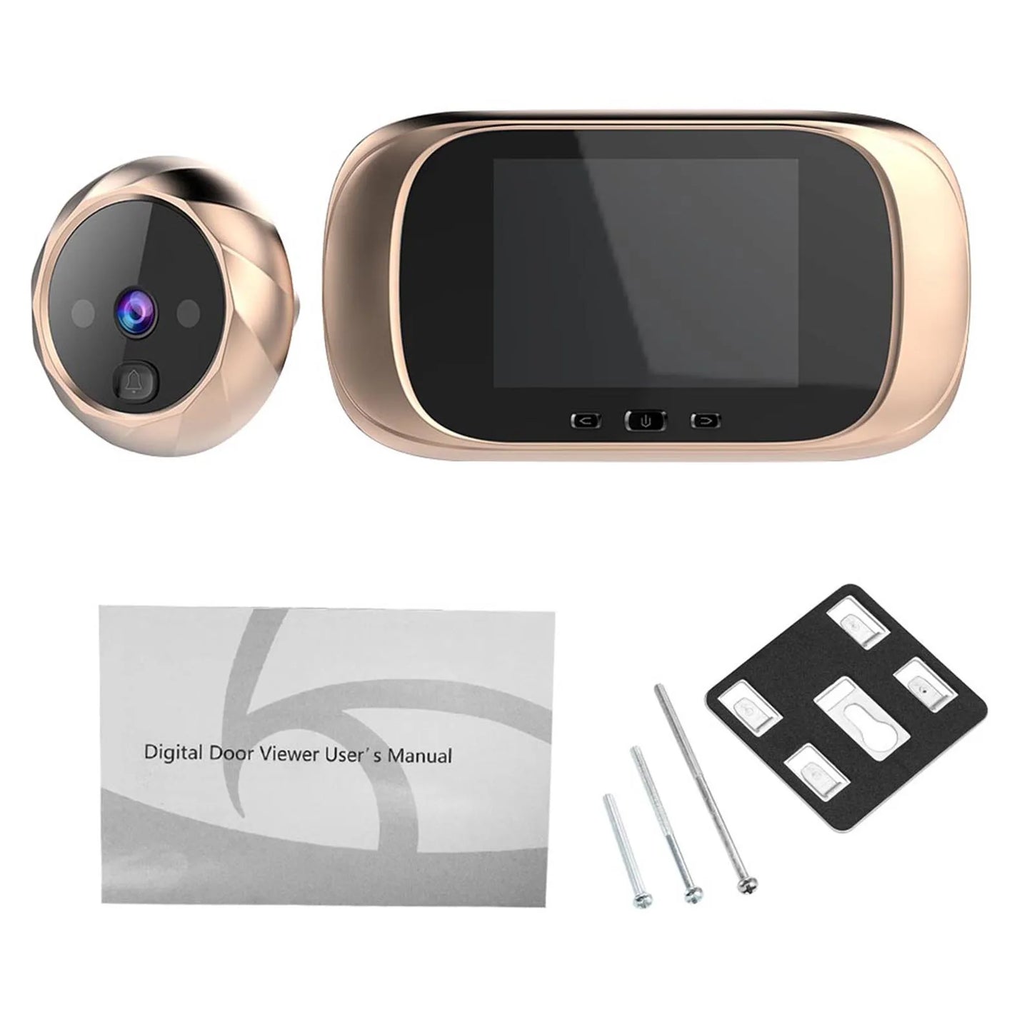 Silver digital door viewer with 2.8-inch screen, night vision, and doorbell camera for home security and door monitoring.