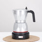 Red 150ml aluminum electric Italian coffee maker percolator with 3 cups, portable design, suitable for 110V/220V home use.