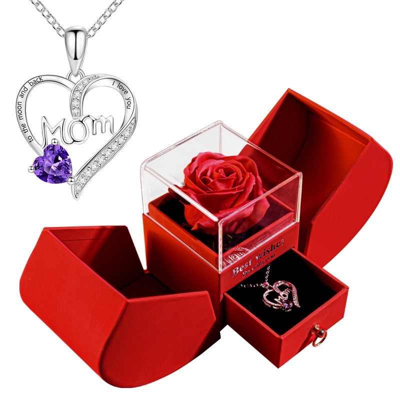 Silver heart necklace in a Christmas gift box set, designed for moms, from BACKUPMYFILESNOW.COM® Christmas jewelry collection.