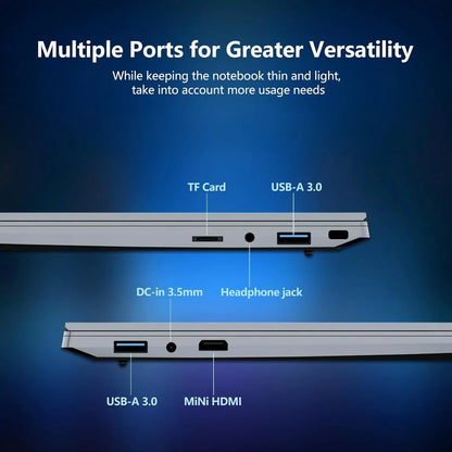 Silver office laptop with 15.6-inch 4K HD screen, Intel Core i9, 16GB RAM, 1TB SSD, Windows 11, slim portable design.
