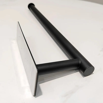 Stainless steel paper towel holder by BACKUPMYFILESNOW.COM®, self-adhesive under cabinet roll holder for kitchen storage and organization.