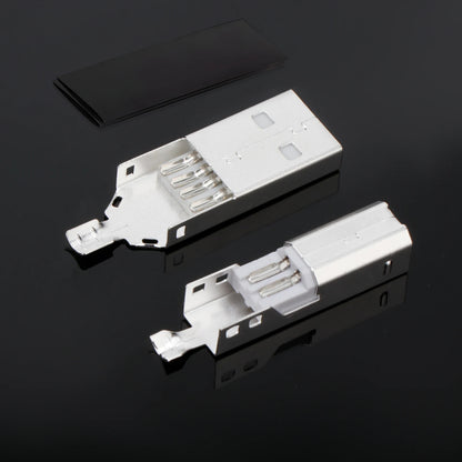 Silver-plated USB A and USB B Hi-Fi audio USB connector set for DIY USB cables and interface terminals.