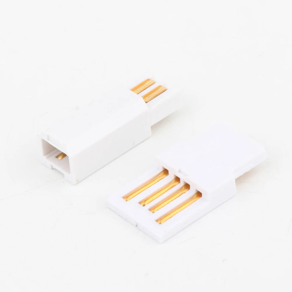 Silver-plated Hi-End USB A and B connectors set for USB cable DIY projects, ideal for HiFi audio interface and data line connections.