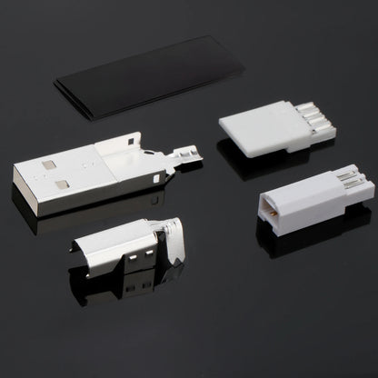 Silver-plated USB A and USB B high-end audio USB connector set for DIY HiFi audio interface and data line applications.
