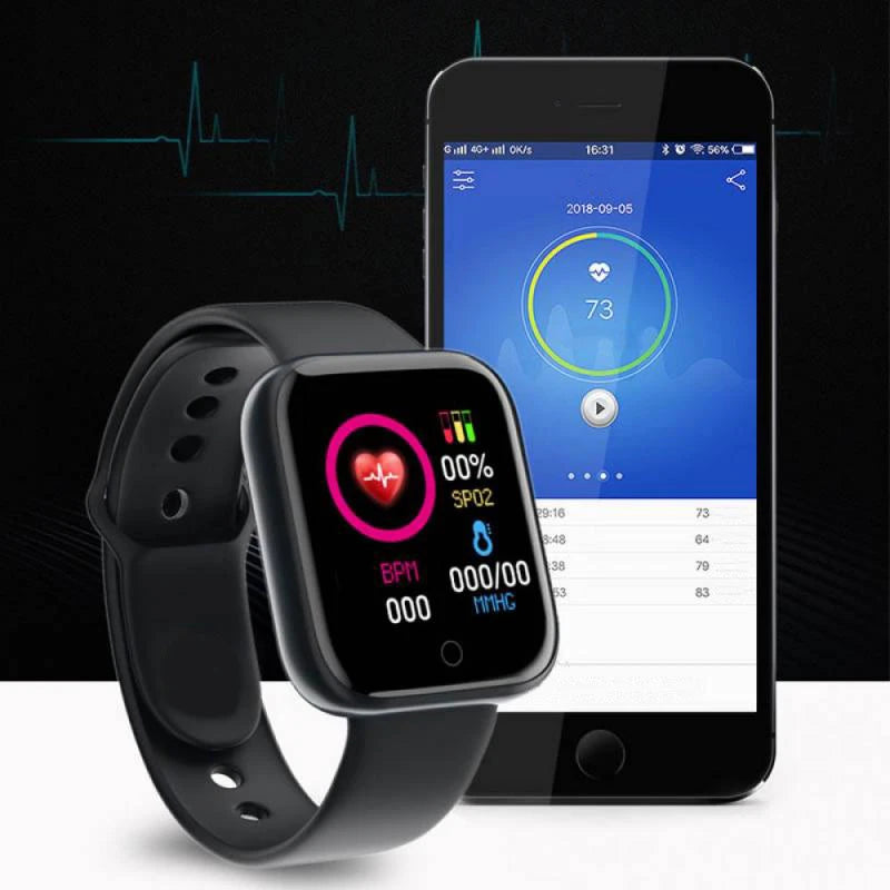 Silver smart watch for women and men with Bluetooth, fitness, sleep monitoring, music control, digital display, and sport bracelet features.