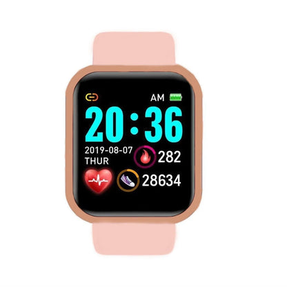 Silver smart watch for women and men with Bluetooth, fitness tracker, sleep monitor, music control, and digital display.