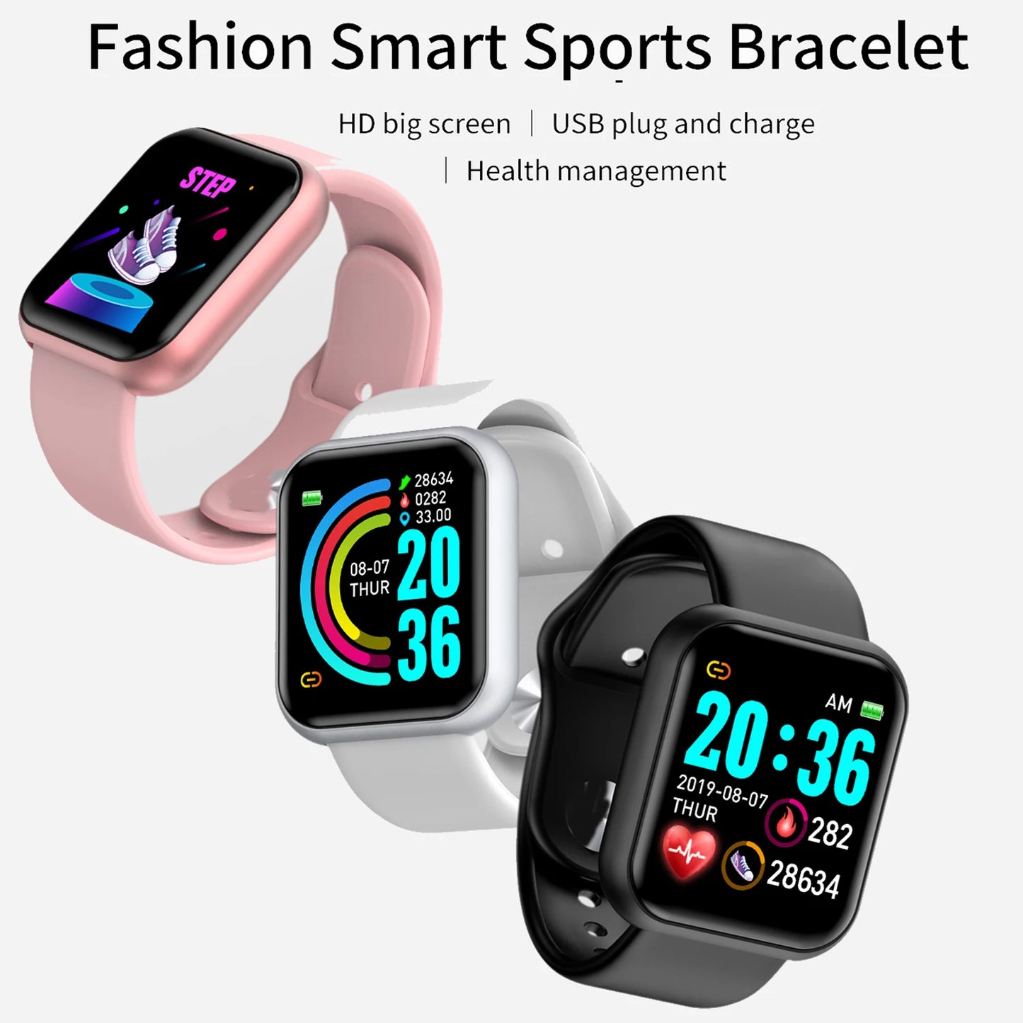 Silver Bluetooth smartwatch for women and men with fitness, sleep tracking, phone connectivity, music control, and digital display.